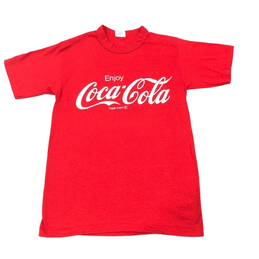 VTG Single Stitch Signal Sportswear Coca-Cola Red USA Made Script T-Shirt Small